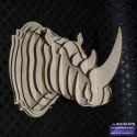 Декоративный 3D-носорог на стену из дерева